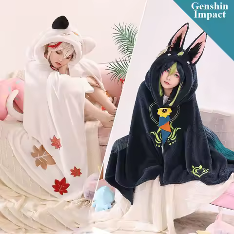 Anime Genshin Impact Tighnari Kaedehara Kazuha Cosplay Blanket Cloak Cape Warm Fleece Flannel Cosplay Pajamas Costume Hoodie