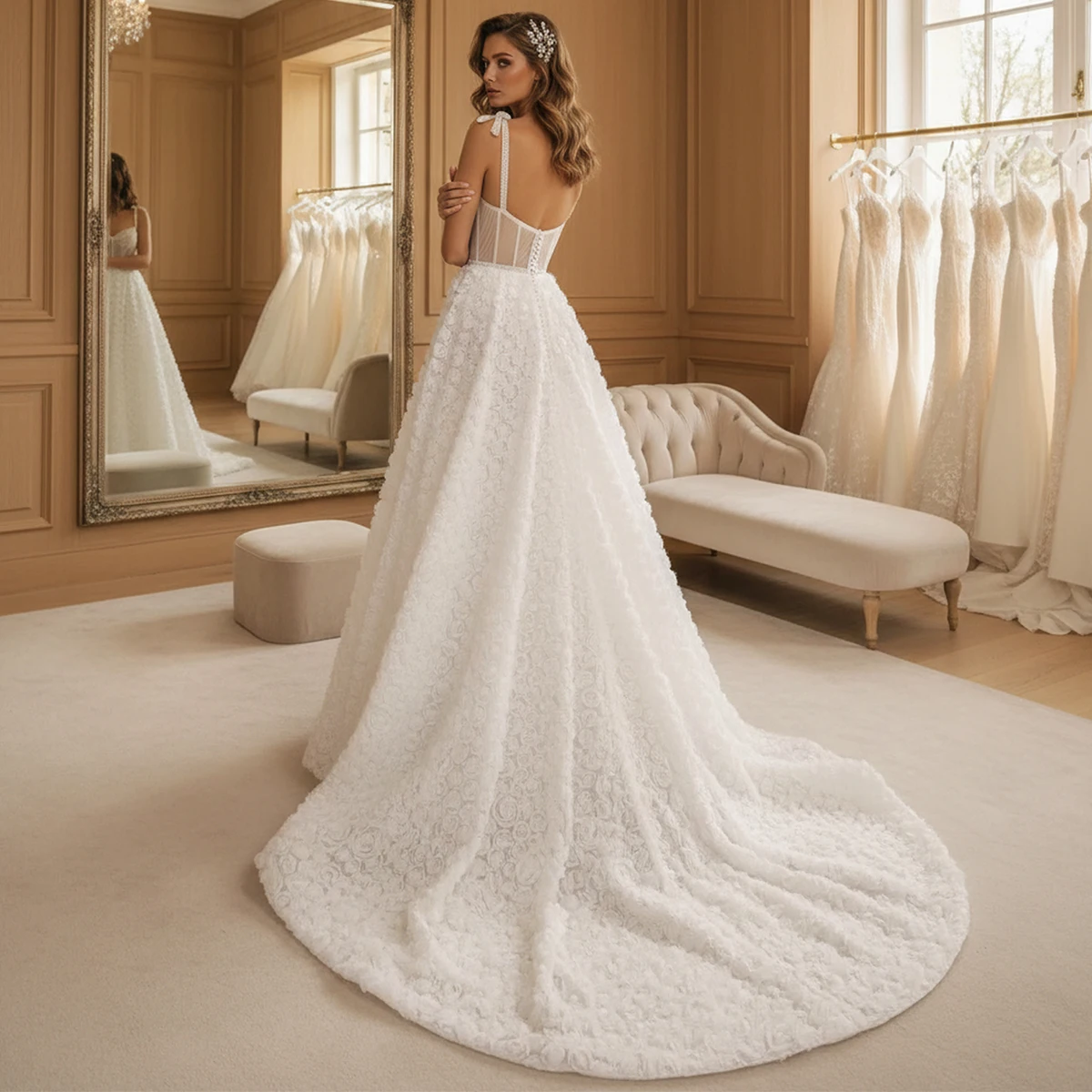 Eenvoudige bloem lieverd tule baljurk trouwjurken voor bruid lang een lijn gezwollen bruidsjurk voor bruid vestidos novia