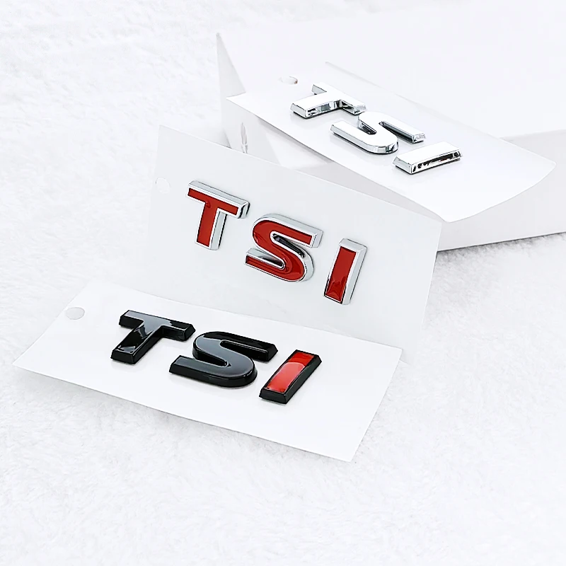 3D ABS Chrome Black Logo TSI Emblem Letters Car Trunk Badge For TSI Sticker Accessories