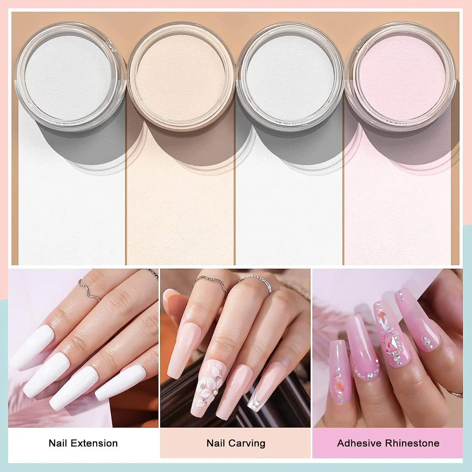 Acrylic Powder - Acrylic Nail Powder Professional Polymer Colored Acrylic Nail Powder for Acrylic Nail Extension Carving