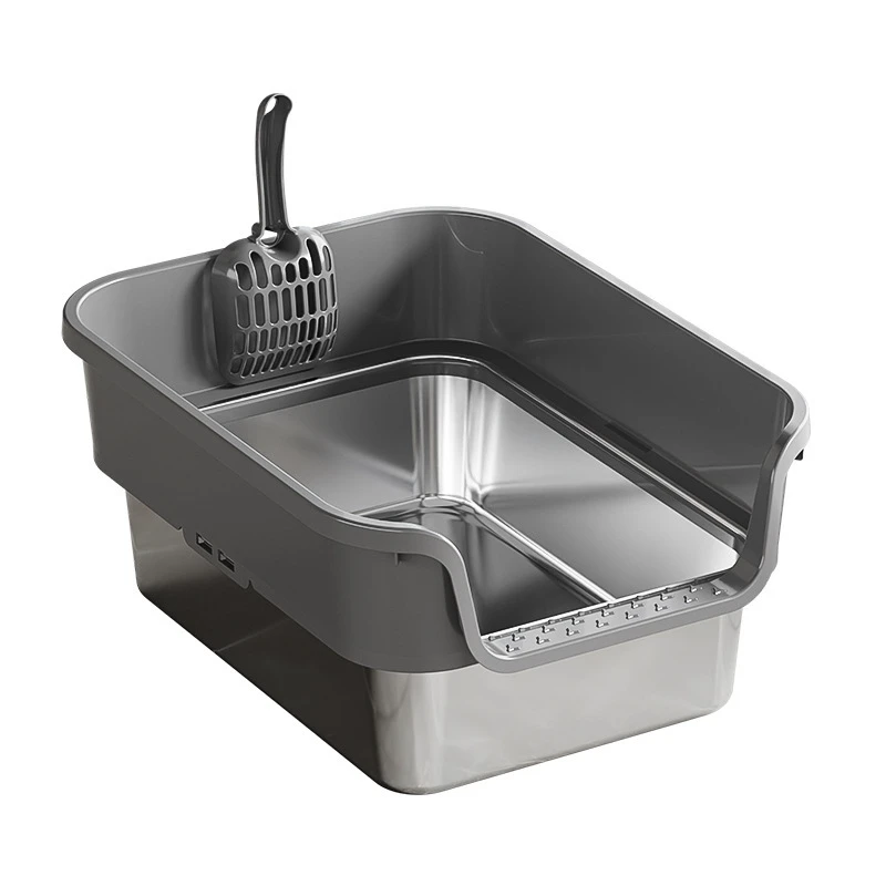 

Съемный высокий забор, герметичный, брызгозащищенный, полузакрытый, просторный ящик для кошачьего туалета из нержавеющей стали для домашних кошек, использования в ванной комнате