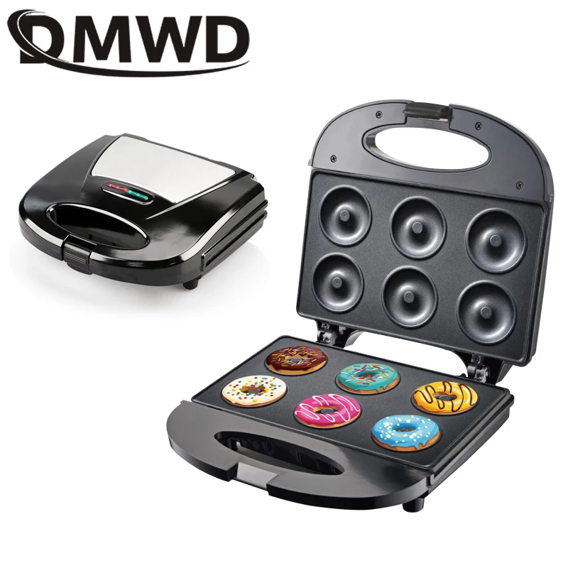 DMWD 750W Electric Donut Cake Machine Suspension Double-sided Automatic Heating Donut Maker Breakfast Bread Machine Oven Pan