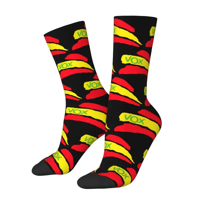 Fashion Men's Vox Spanish Flag Dress Socks Unisex Warm Comfortable 3D Printed Spain Political Party Crew Socks