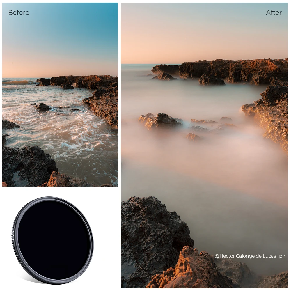 K&F Concept ND3-ND1000 ND Filter Adjustable Neutral Density Filter With Antireflective Green Film 49mm 52mm 67mm 72mm 77mm 82mm