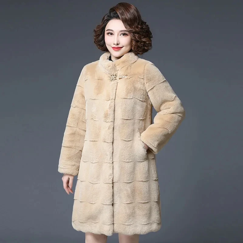 Inverno Addensare Cappotto Delle Donne di Mezza Età Anziani Giacca 2024 Nuovo Cappotto Casual Imitazione di pelliccia Magliette e camicette delle Donne di Visone In Pile Della Tuta Sportiva