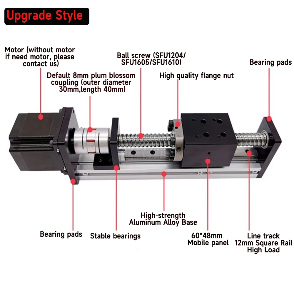 Elsőfokú Idegenvezető Karfa egységes Karfa Csúszós Asztal 100-1000mm Csapás ballscrew SFU1204/1605/1610 CNC XYZ tengely Aláfest nema23 lépés motoros