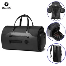 Ozuko saco de vestuário multifuncional masculino terno armazenamento grande capacidade bolsa bagagem masculino à prova dwaterproof água viagem mochila sapatos bolso