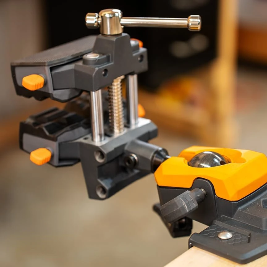 360° Articulating Bench Vise Made From Steel & Cast Aluminum w/ 8-Position Locking Ball & Socket