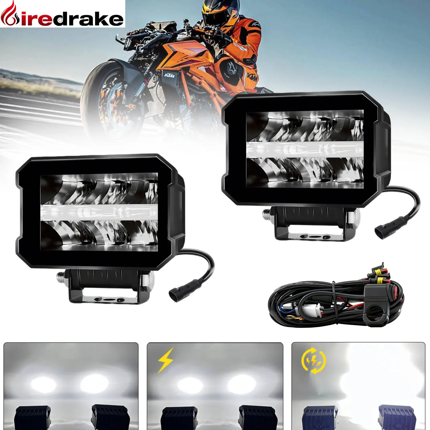 

Additional Motorcycle Working Driving Lights Wire Harness Kit Projector for Super Brighter for Truck Jeep 4x4 Off Road 12V 24V