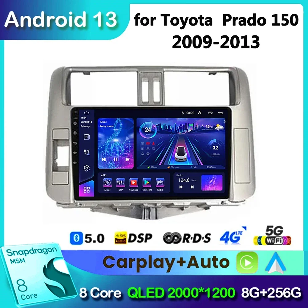 Android for Toyota Land Cruiser Prado J 150 2009-2013 Auto Car Radio Carplay Multimedia GPS Navigation Auto Audio 2din