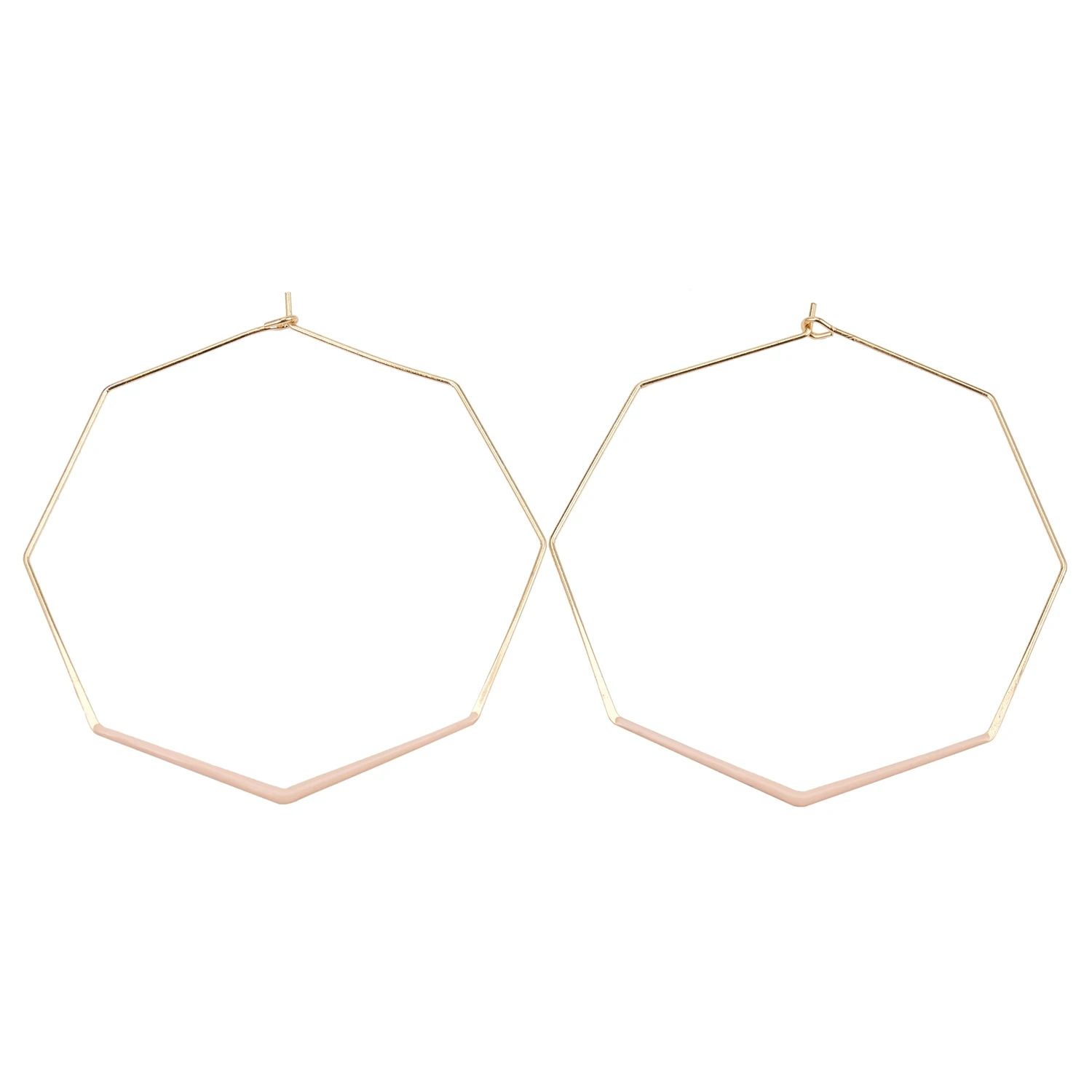 New Fashion Jewelry Smooth Octagon Big Hoop Earrings for Women Large Geometric Hollow Statement Loop Earring Pink