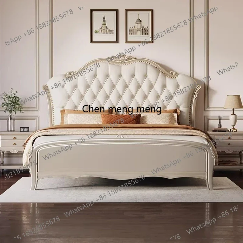 

Элитная элегантная комфортабельная кровать для спальни, современная двуспальная кровать King Size из натуральной кожи, мебель для дома