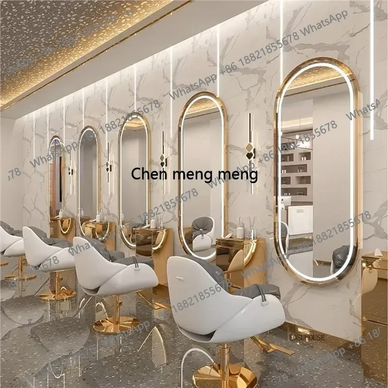 Hair Salon Furniture Barber Shop Hairdressing Mirrors Modern Wall Mounted Touch Screen Decorative Mirror with Led Light