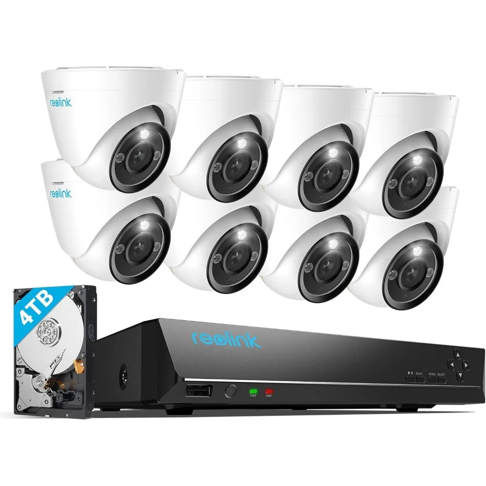 Security Camera System, 8pcs H.265 12MP Security Cameras Wired, Person Vehicle Pet Detection, Two-Way Talk