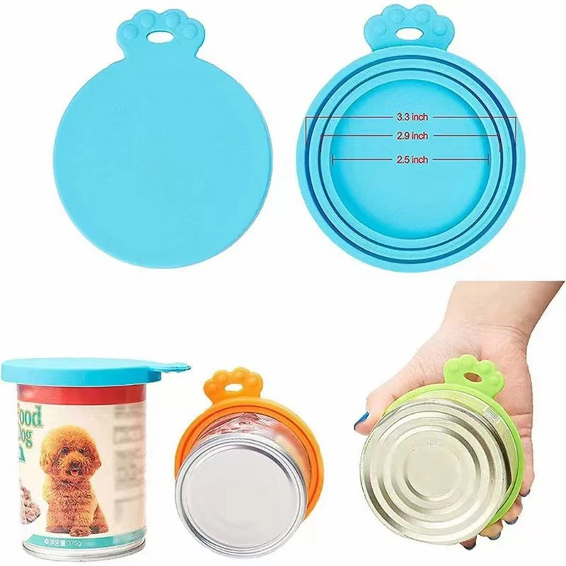 3 in 1 Food Grade Canned Lid Pet Grain Sealed Lid Silicone Fresh-Keeping Cup Lid Bowl Lid Soft Universal Sealed Storage