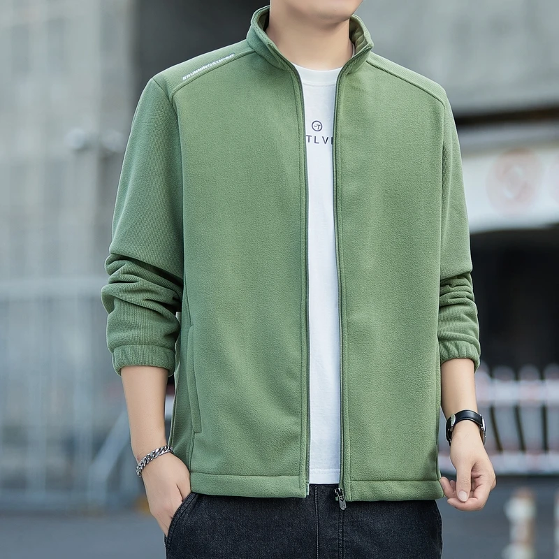 

Men's Clothing High-neck Solid Color Zipper Pockets Long Sleeve Spring Autumn Cardigan Coats Casual Fashion Preppy Style Tops