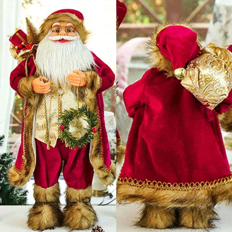 Santa Claus Doll Height 30cm New Year 2024 Christmas Decorations For Home Children's Gifts Window Ornaments Navidad