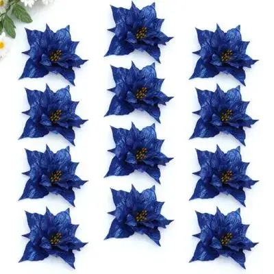 

12pcs Artificial Christmas Flowers Fake Flower Decor For Holiday Party Wedding Xmas Tree Ornaments Garland Diy Festive