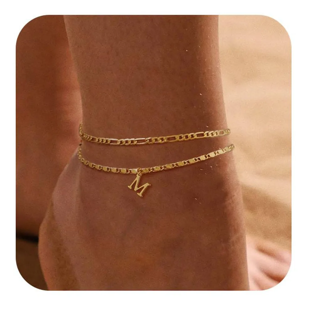 26 Letters A-Z Stainless Steel Chain Anklets For Women Vintage Gold Color Ankle Bracelet Anklet Beach Jewelry Summer Accessories