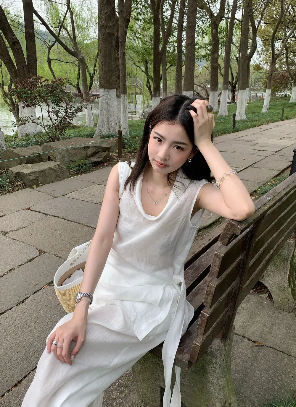 

Lilian Onion Elegant Women's Side-Tied Linen Vest Shirt V2660901 Comfortable Breathable Casual Fashion Summer Top
