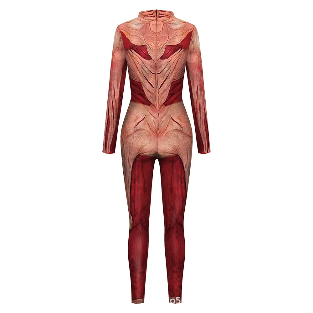 Vrouwen Nieuwigheid Mode Menselijk Spierweefsel Print Jumpsuit Bodysuit Halloween Cosplay Dress Up Kostuum Sexy Strakke Zentai Trainingspak