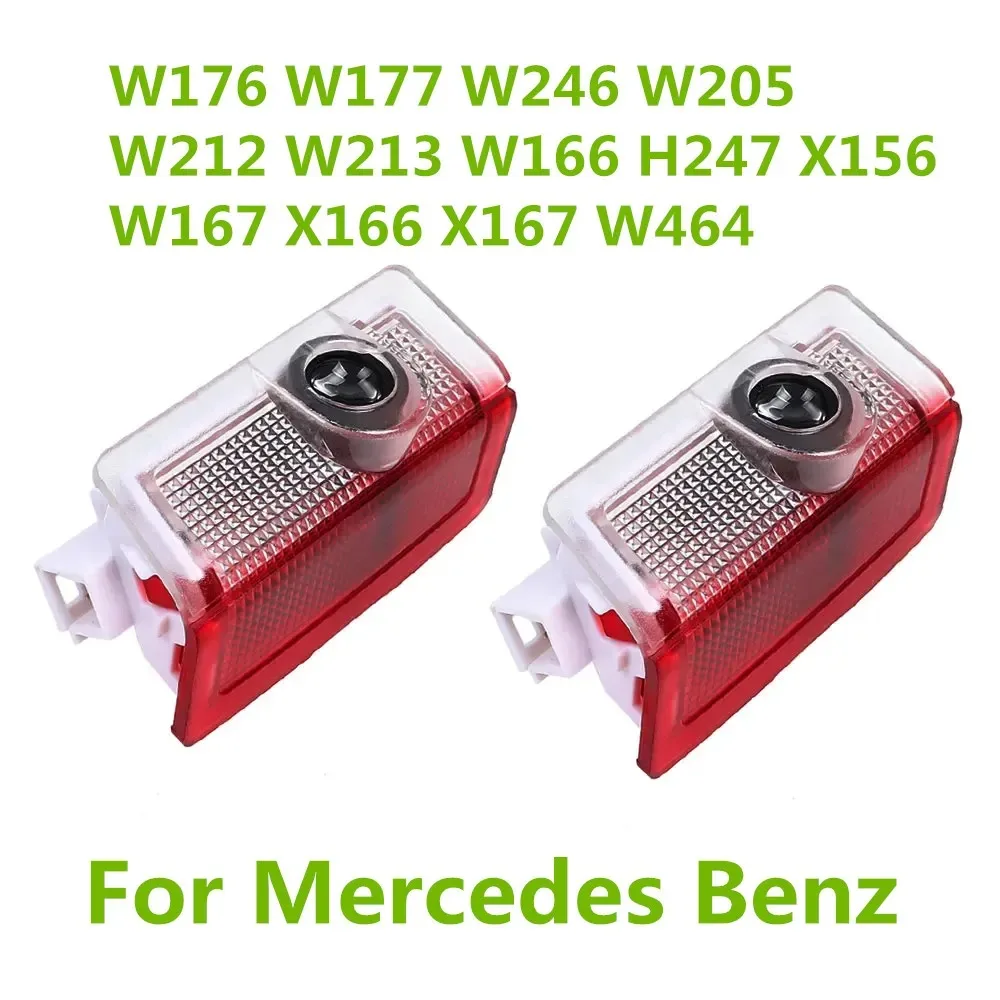 2pcs Car Door Logo Led Light Accessories Styling For Mercedes Benz A C E GLC GLA GLE Class W205 W212 W213 X253 X156 W166 X247