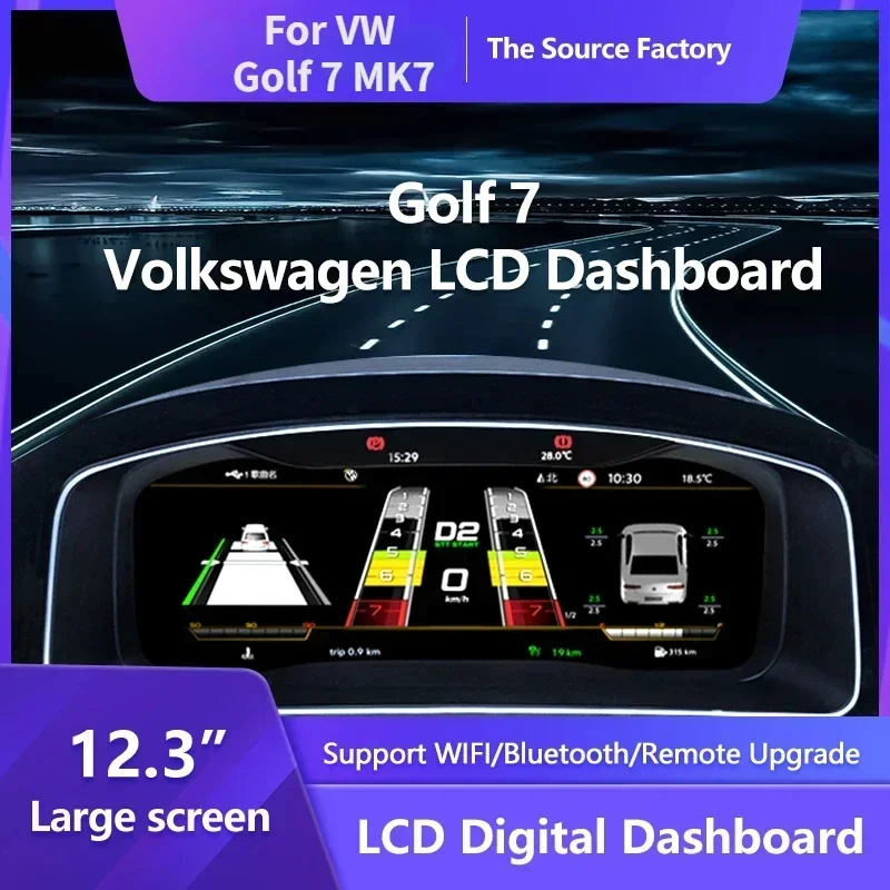 

12,3-дюймовый ЖК-дисплей, кластер приборной панели для VW Golf 7 MK7 2013-2020 лет Ntg4.5, автоматический радиоприемник, виртуальный прибор, панель, кабина