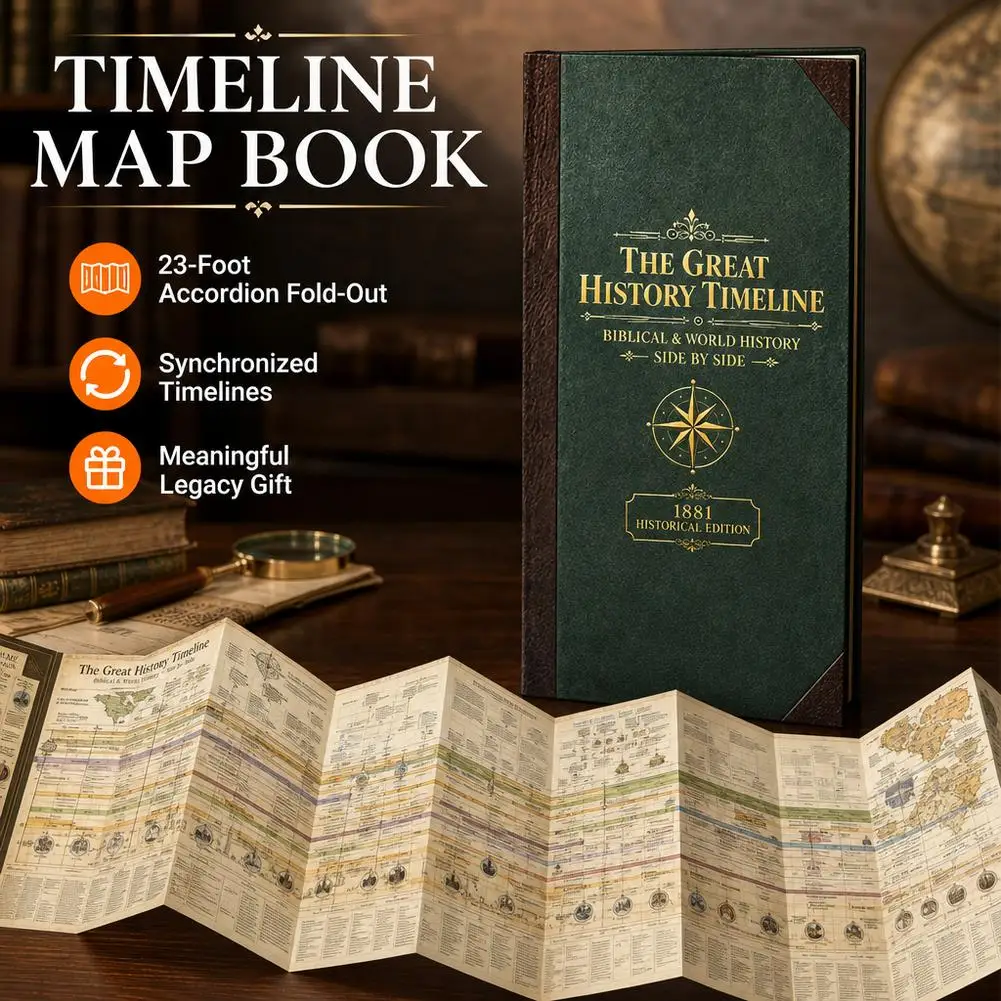 Adam's Synchronological Chart or Map of History: A Cartographic Timeline of Global History,Bible History Timeline,Christmas Gift