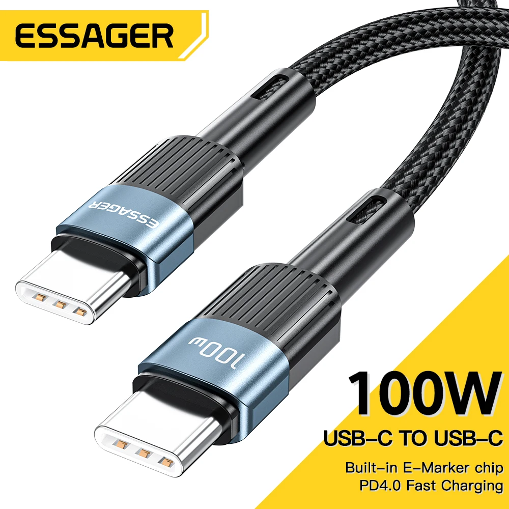 Essager PD100W USB C To Type C Cable Fast Charge Mobile Cell IPhone Charging Cord Wire For IPhone 15 Xiaomi Samsung  Realme POCO