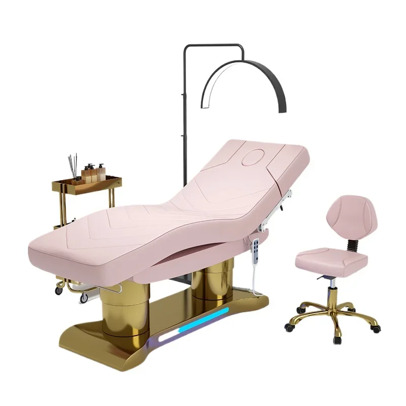 For Luxury custom gold base spa electric beauty massage bed lengthened facial eyelash bed salon store