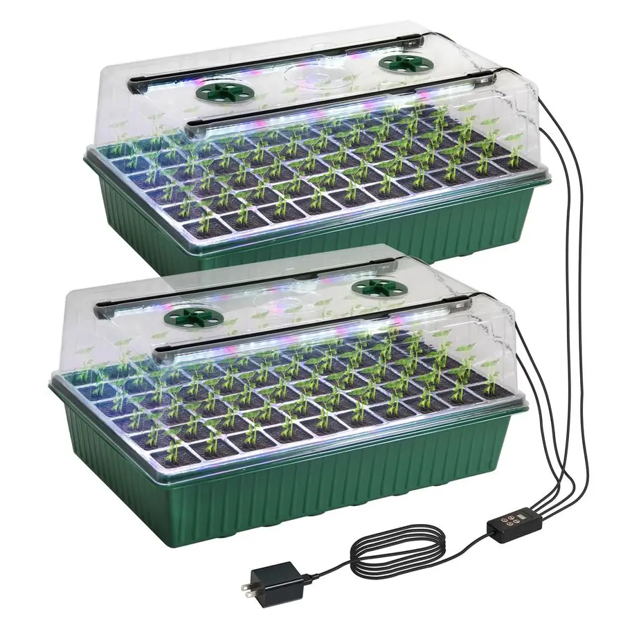 

Seed Starter Tray with Grow Light, 120Cell Seed Starter Kit with 4.07 Humidity Dome, Indoor Seedling Starter Tray, Seed Starting
