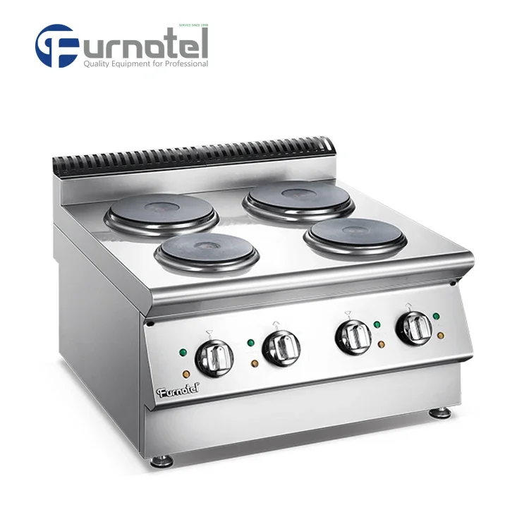 X Series Electric 4 Burner Hot Rolled Steel Plate Cooker With Open Cabinet
