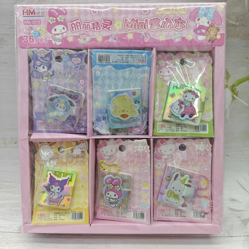 

36 шт./лот, мини-блокноты Sanrio Kuromi Melody Pochacco, милые портативные записные книжки, ежедневники, канцелярские товары, школьные принадлежности