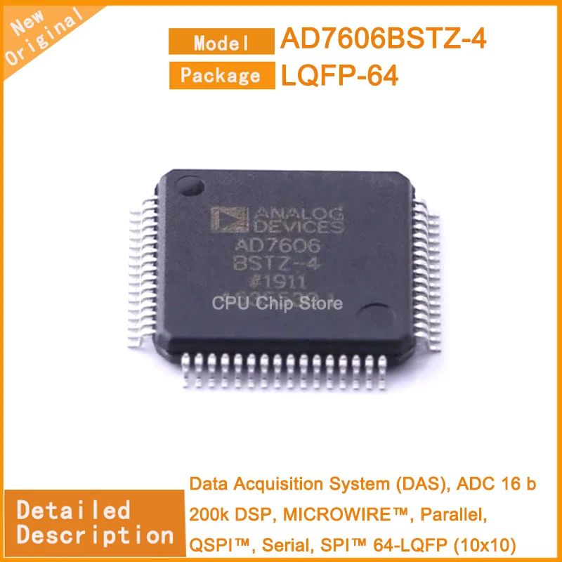 

5Pcs/Lot New Original AD7606BSTZ-4 AD7606BSTZ Data Acquisition System (DAS), ADC 16 b 200k DSP, MICROWIRE™, Parallel, QSPI