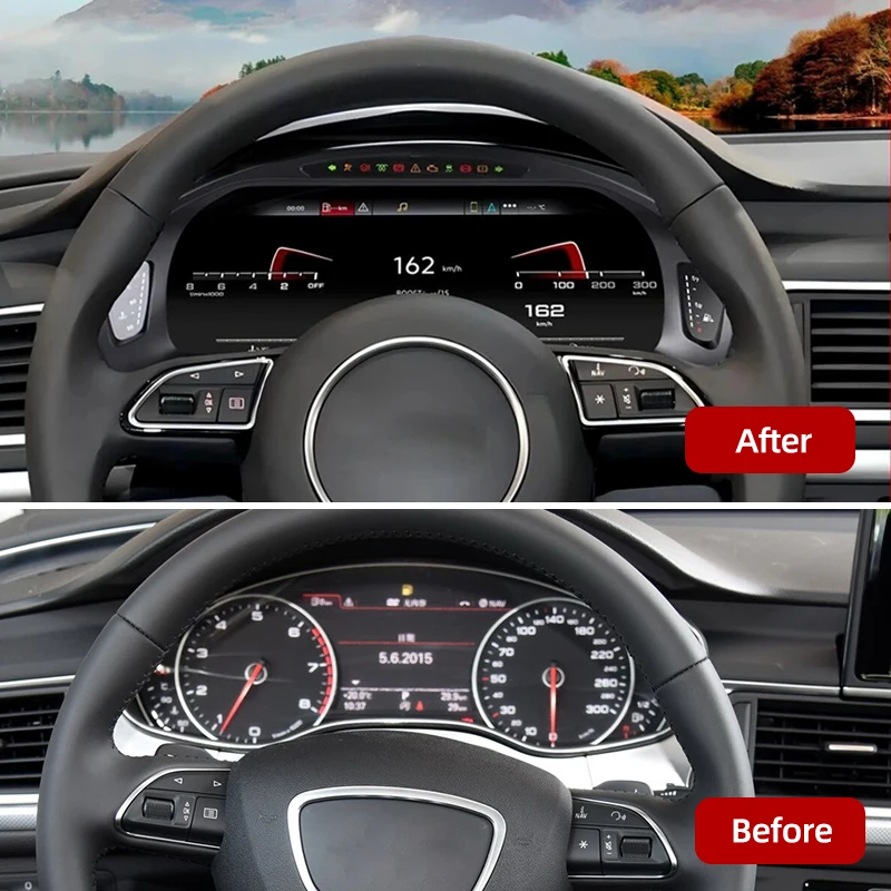 12.3 Inch Linux LCD Instrument Panel, Plug and Play Digital Speedometer Cluster for Audi A6L A7 2012-2018