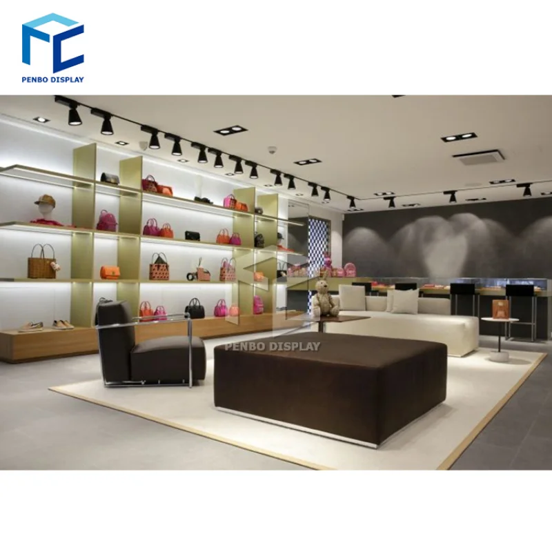 

2025customized.Fashion ladies bags shop design store interior design clothes/shoes/optical/jewelry/bag shop furniture