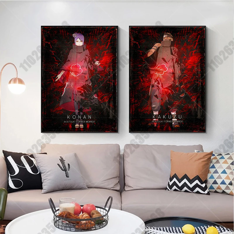 Peripheral Naruto Poster Uchiha Sasuke Akatsuki Anime HD Home Decor Black and Red Abstract Wall Art Oil Painting Canvas Painting