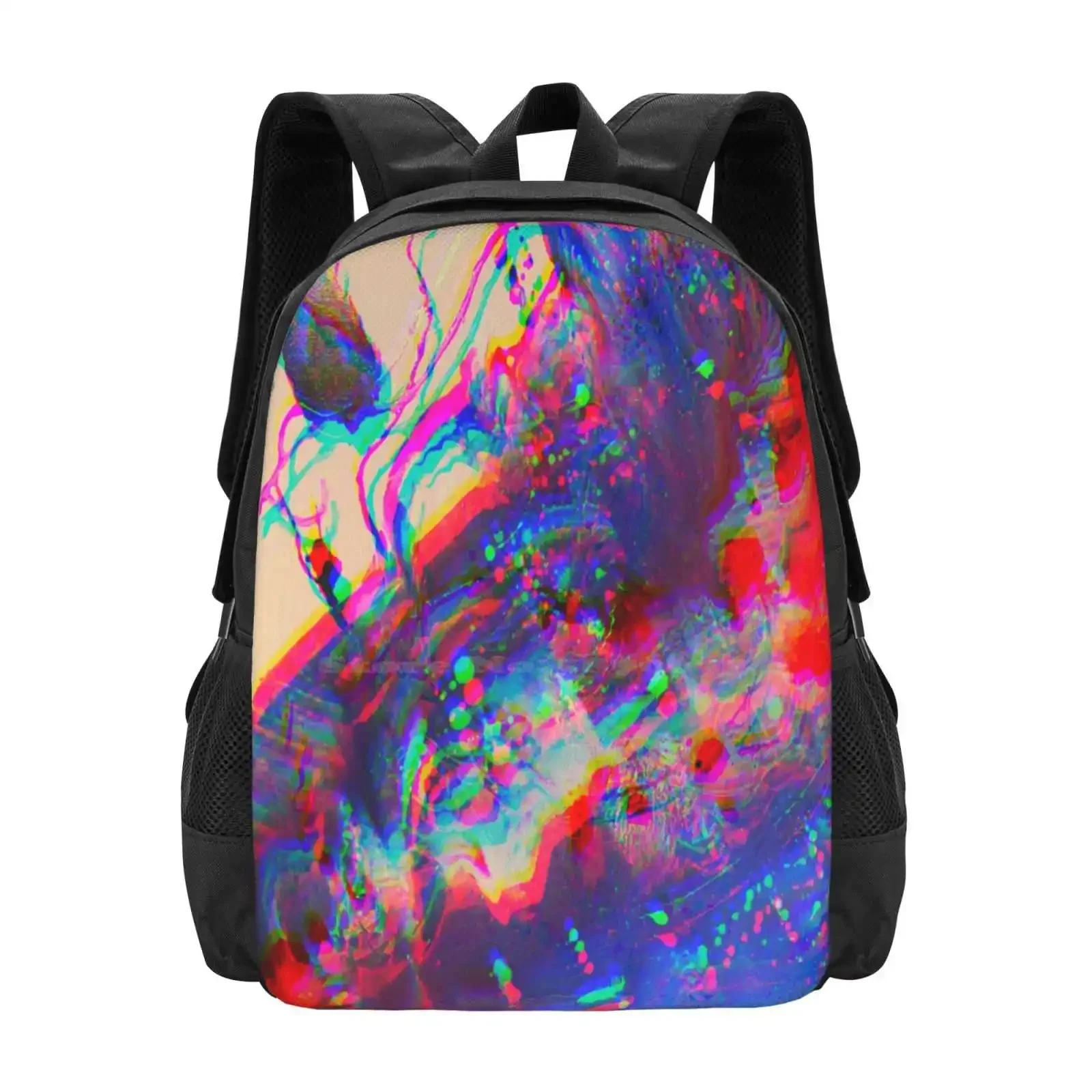 

Trippy Abstraction Hot Sale Schoolbag Backpack Fashion Bags Abstract Splatter Flow Acrylic Trippy Artsy Beautiful Neon Colorful