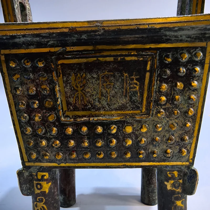 Square Tripod Full Copper Orament Collectible Antique Bronze Craft Home Decor Decoration