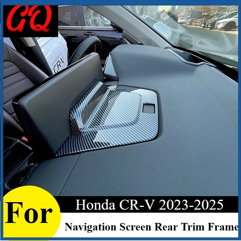 

For Honda CR-V 2023-2025: Navigation Screen Rear Trim Frame - ABS+TPE Carbon Fiber Texture Cover (Tool-Free)​​