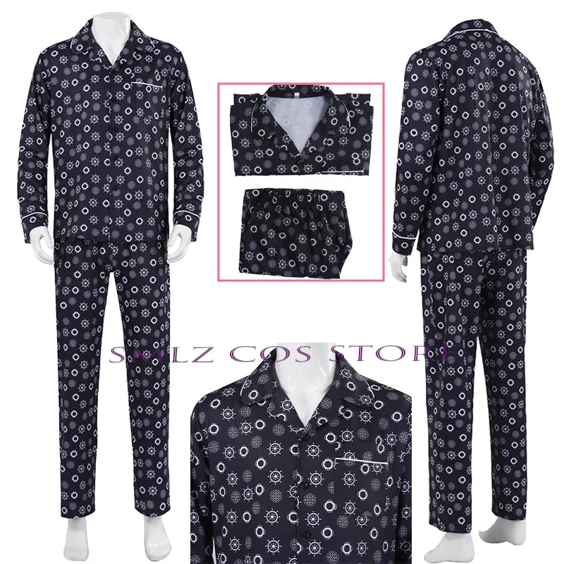 

Anime mask cosplay man Carrey cosplay costume black marked pajamas set Halloween Carnival party suit for men