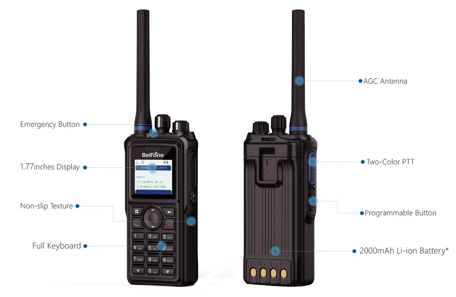 2026 BelFone BP660 Digital Handset 5Watts IP68 VHF UHF Walkie Talkie With 2000mAh Battery And 10KM Range