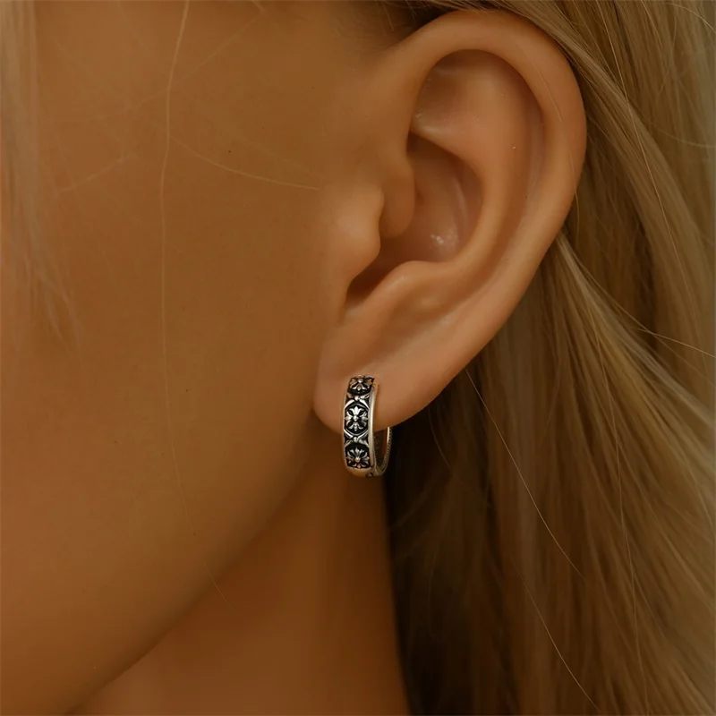 Colorful Butterfly Bee Ladybug Hoop Earrings S925 Sterling Silver Fashion Flower Rainbow Buckle For Women Birthday Party Jewelry
