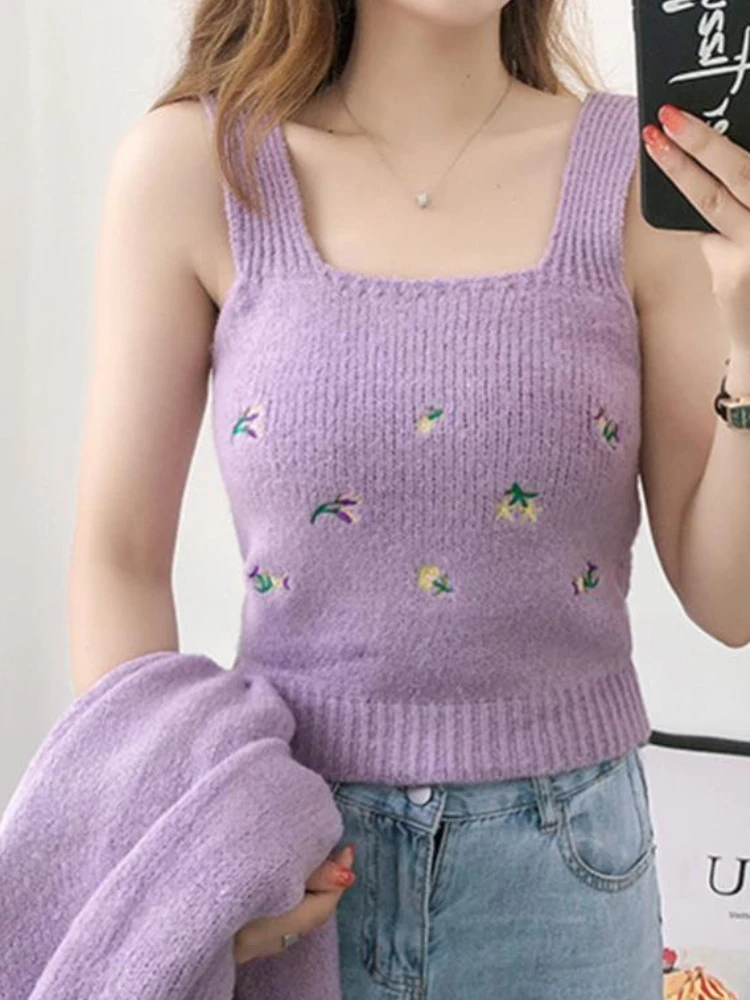 Women's Sweaters Autumn Winter New Korean Fashion Knitted Cardigan Set Foreign Style Age-reducing Embroidered Two-piece Short