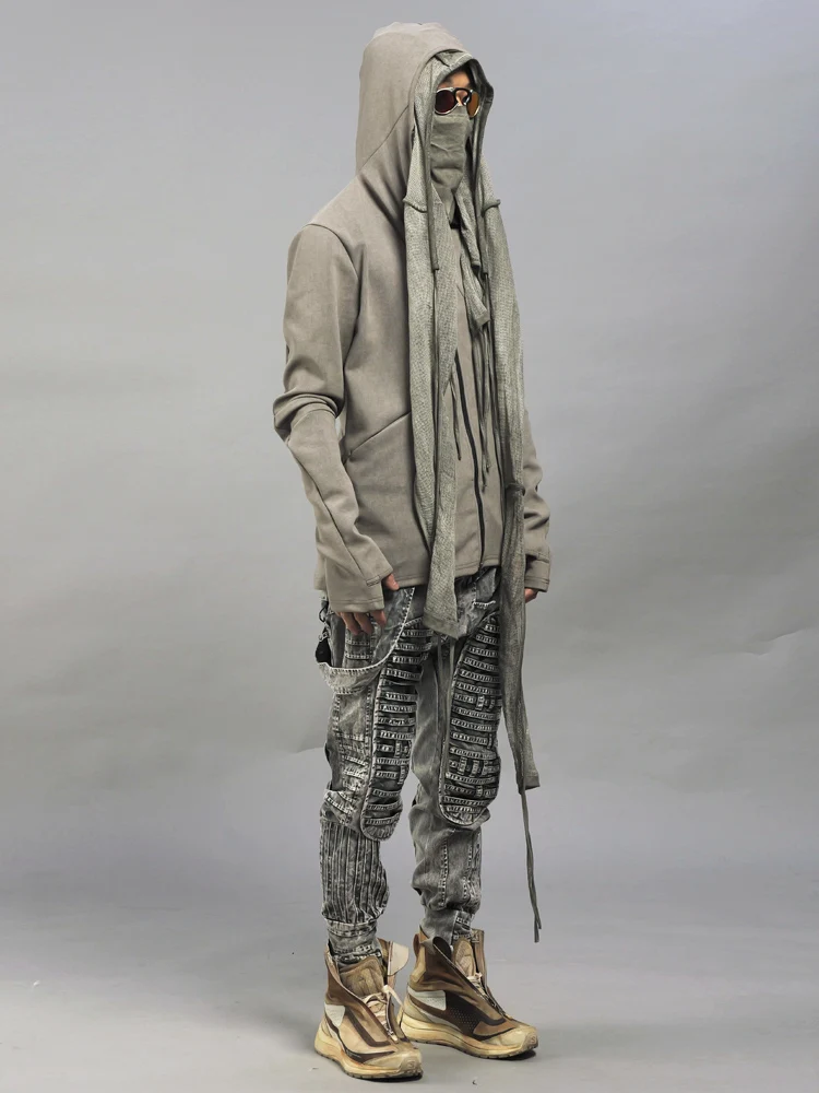 Avant-Garde Style Wasteland Style Asymmetrical Heavy Industry To Make Old Deconstruction Crotch Straight Leg Casual Pants Men's