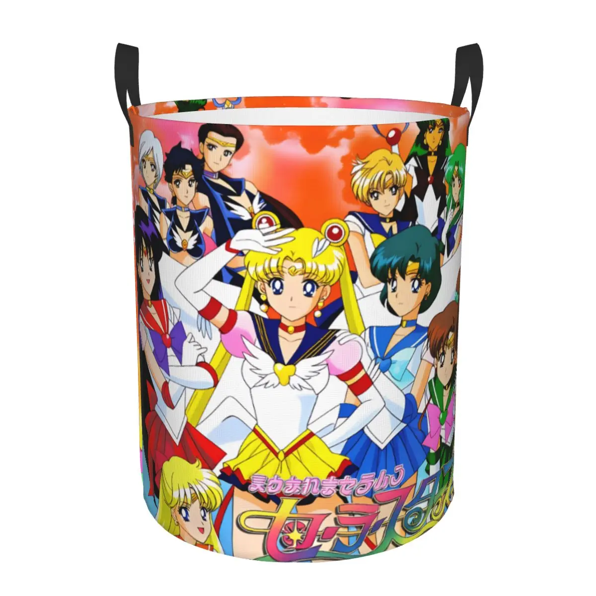 Sailor Chibi Moon Jupiter Laundry Basket Collapsible Mercury Mars Clothes Hamper Storage Bin for Bathroom