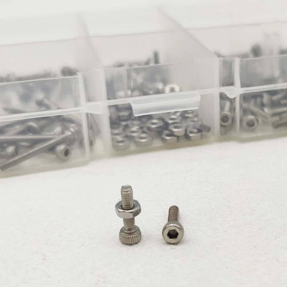 210 pcs SS304 Stainless Steel Cylindrical Head Hex Socket Screws M2x6/8/12/16/20 and M2 Nuts Fastener Collection