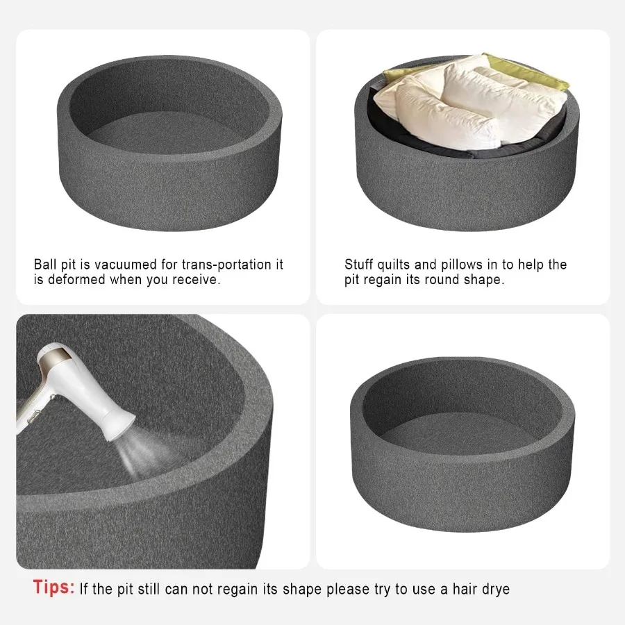 幼児用フォームボールピット ソフトボールプール キッズプール用の理想的なギフトプレイおもちゃ ダークグレー