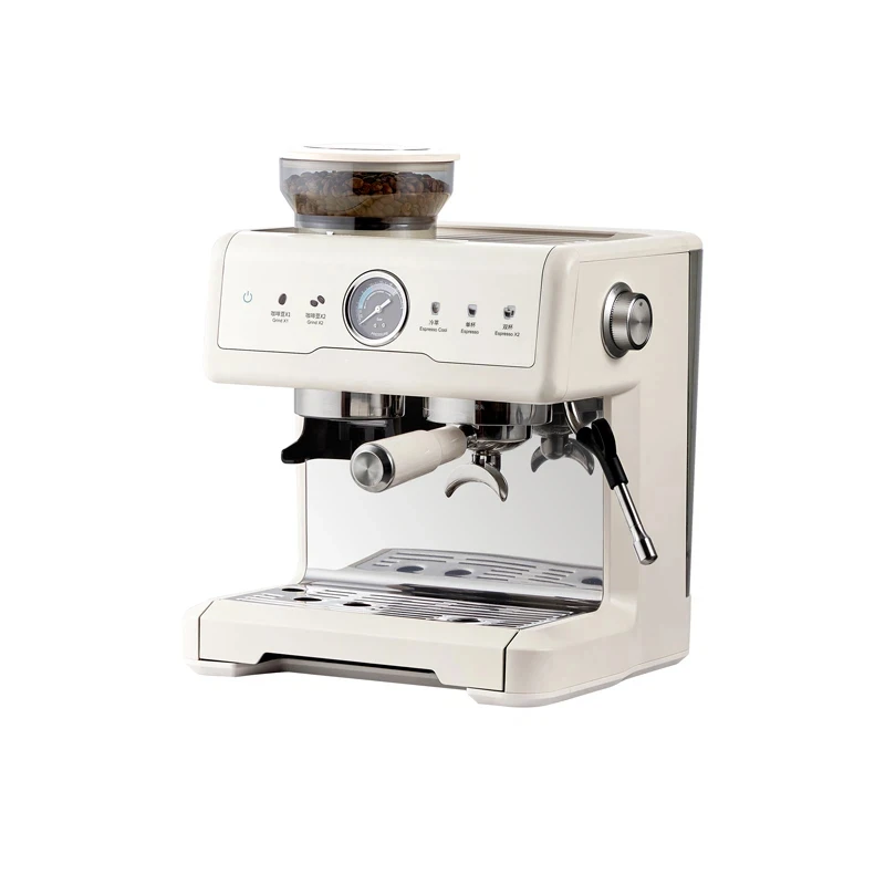 All-in-One Stainless Steel Espresso Coffee Machine Grinder Dual Boiler Dual Pump 20 Bar Pressure Semi-Automatic Energy Saving