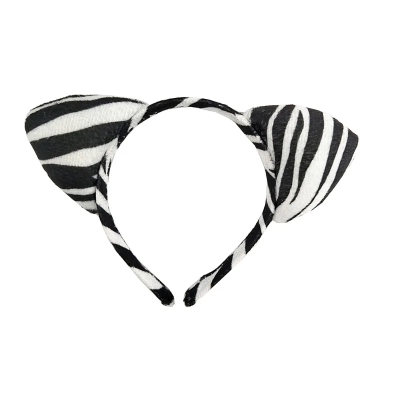 1pcs Kid Adult Plush Zebra Jungle Animal Ear Headbands Horn Hair Hoop for Party  Birthday  Decoration Halloween Costume Cosplay